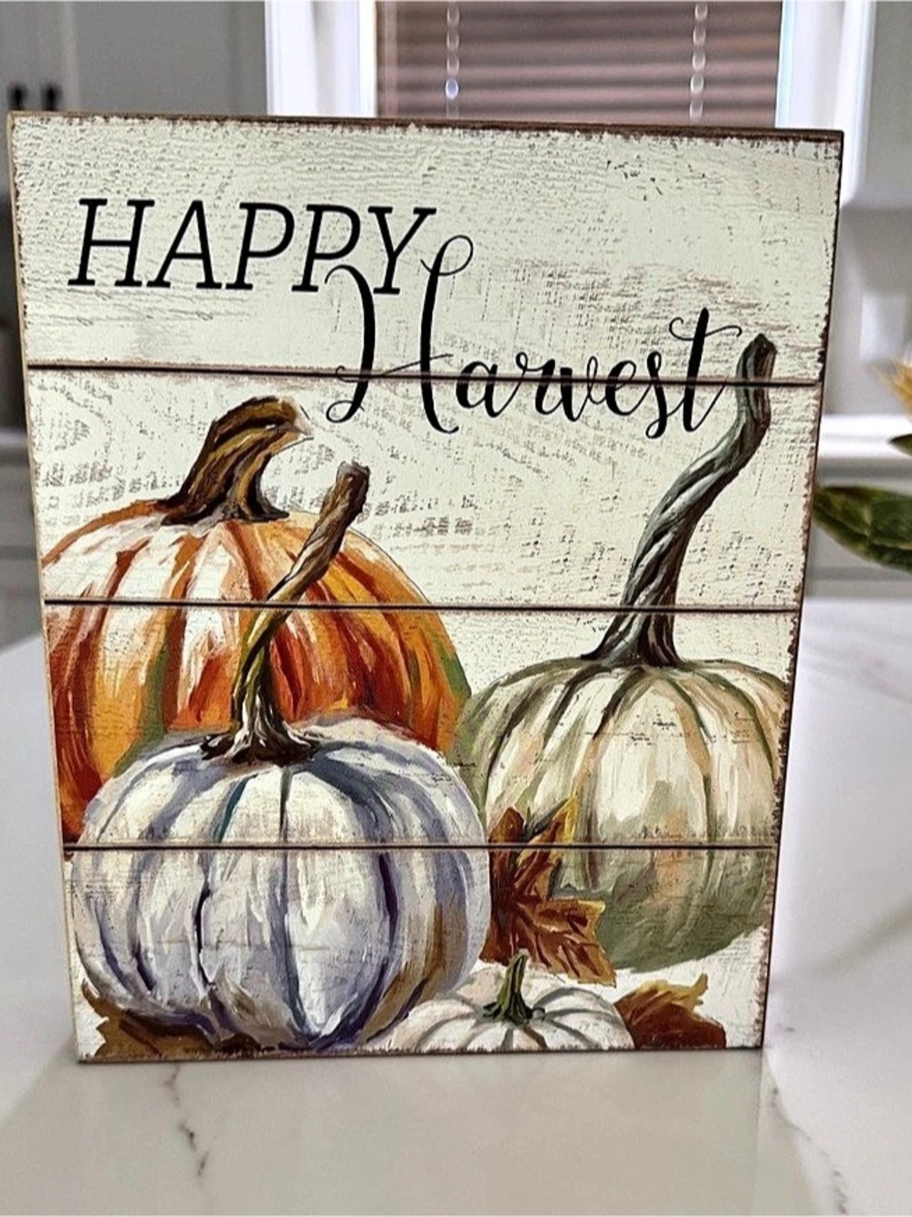 Happy Harvest Pumpkin Wall Decor in White & Orange